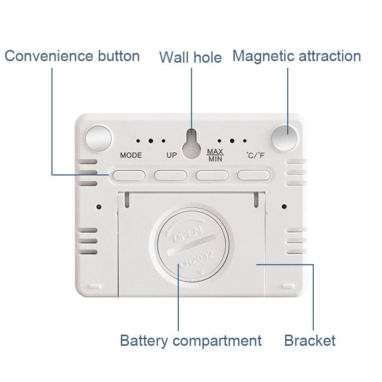 8218 Thin and Light Magnetic Wall-mounted LCD Temperature Electronic Digital Clock(White)-Reluova