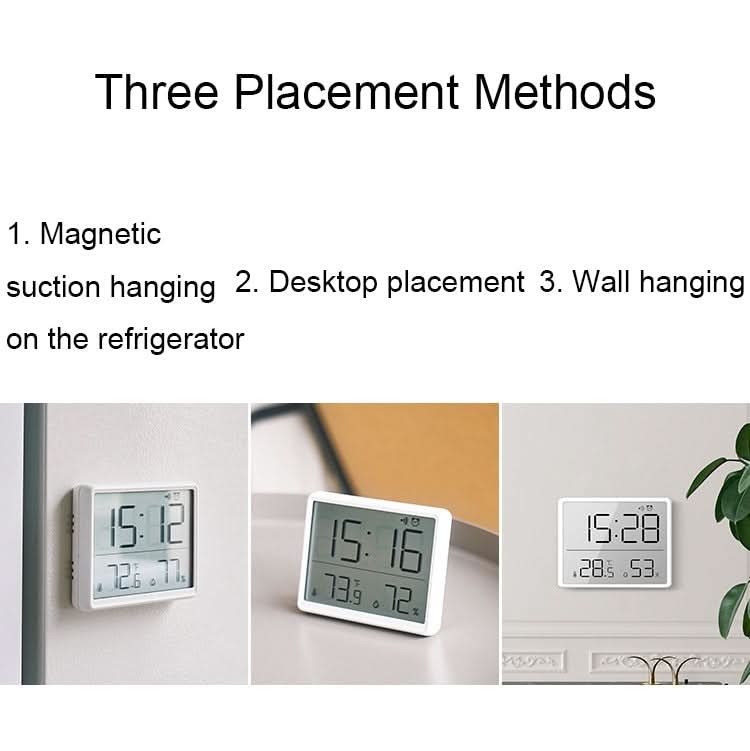 8218 Thin and Light Magnetic Wall-mounted LCD Temperature Electronic Digital Clock(White)-Reluova