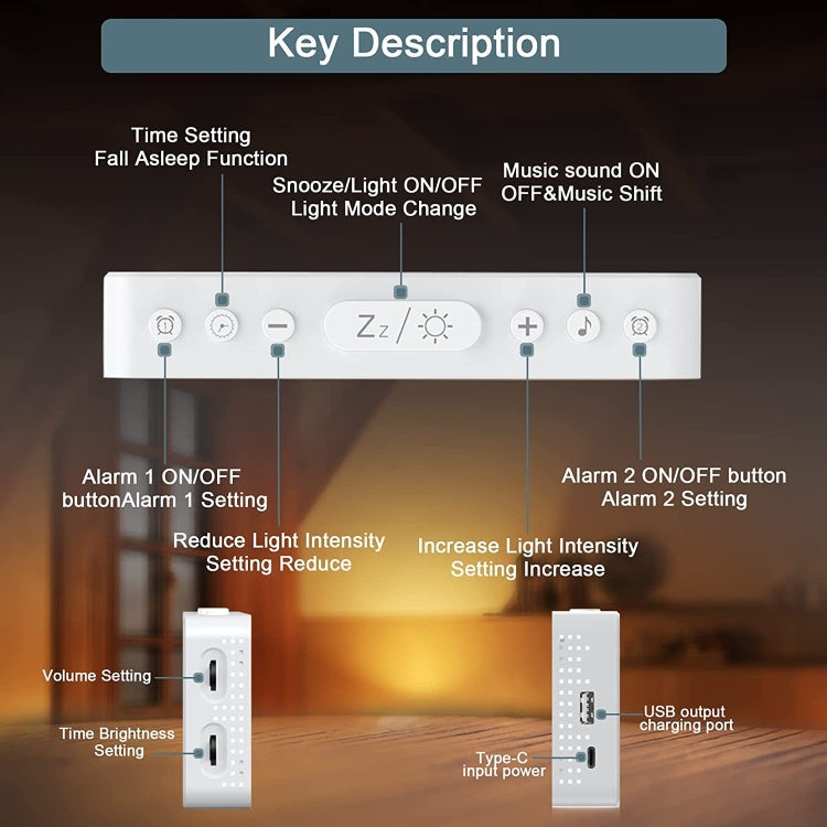 Color Changing LED Light Mirror Alarm Clock Built-in 8 Natural Music My Store