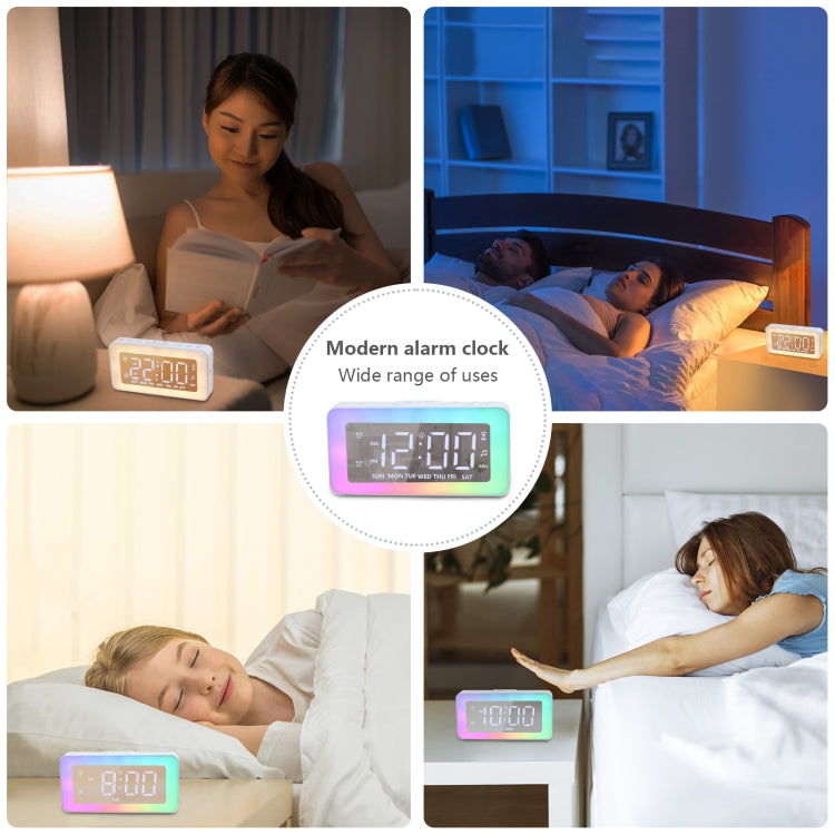 Color Changing LED Light Mirror Alarm Clock Built-in 8 Natural Music My Store