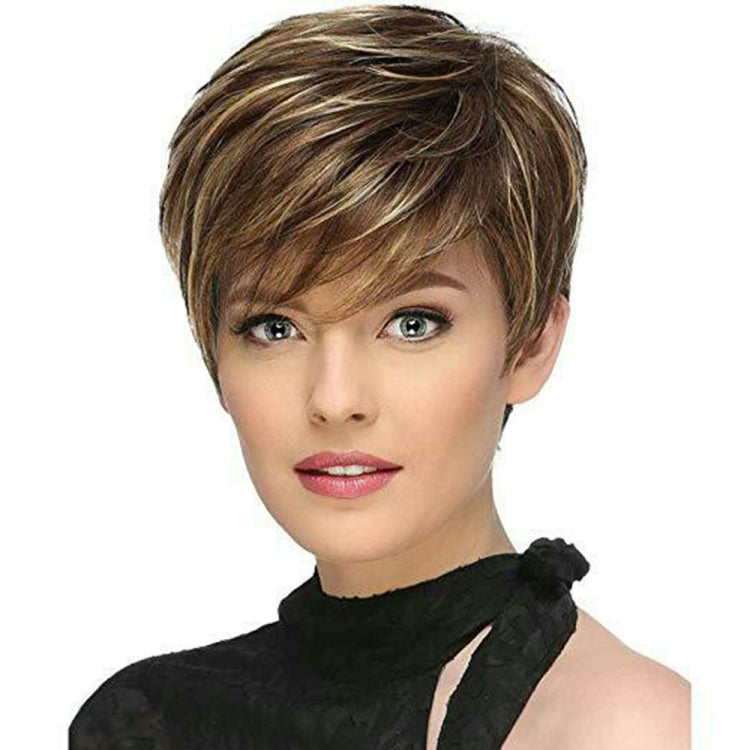 WIG-305 Female High Temperature Silk Wig Oblique Bangs Short Hair Chemical FiberHeadgear My Store