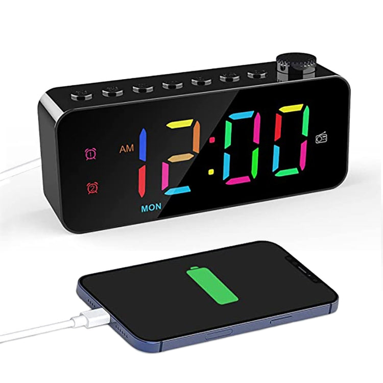 RGB Color Changing LED Digital Alarm Clock with FM Radio Built-in 8 Natural Music My Store