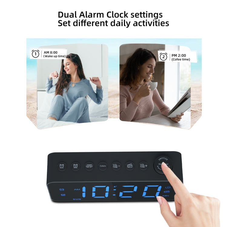 RGB Color Changing LED Digital Alarm Clock with FM Radio Built-in 8 Natural Music My Store