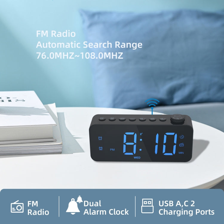 RGB Color Changing LED Digital Alarm Clock with FM Radio Built-in 8 Natural Music My Store