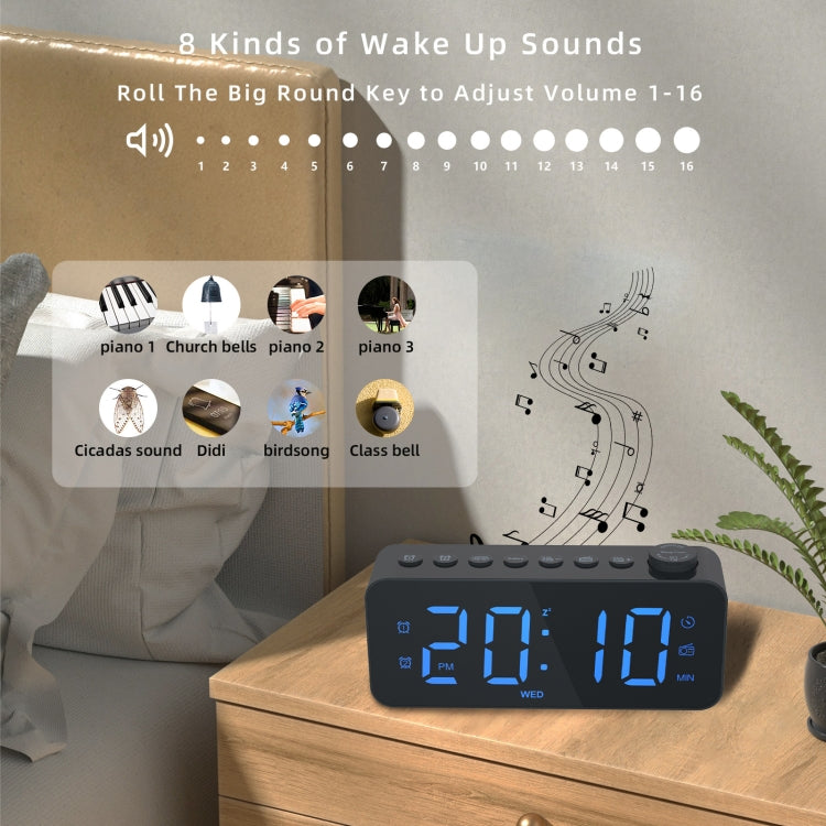 RGB Color Changing LED Digital Alarm Clock with FM Radio Built-in 8 Natural Music My Store