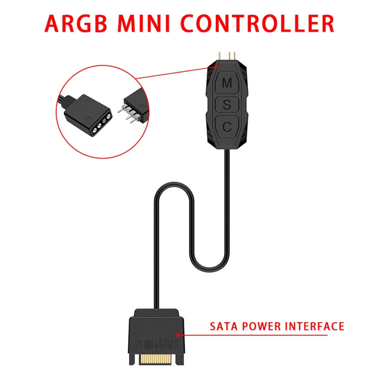 2pcs 5V ARGB 3-pin Light Mode Fan Speed Adjustment Color Controller SATA Power Supply My Store