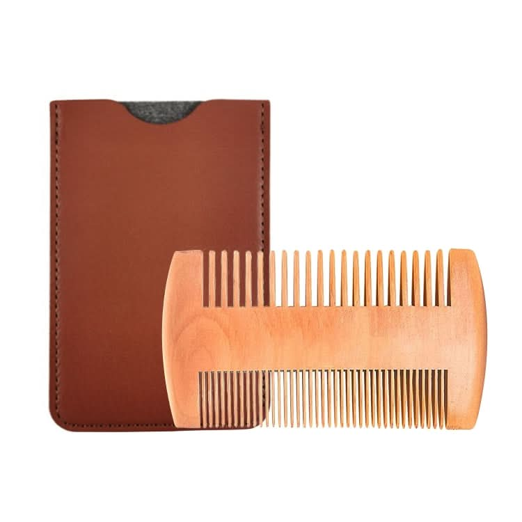 TW-BC90 Beard Wooden Comb Beard Shape Double-Sided Comb With PU Leather Case Reluova