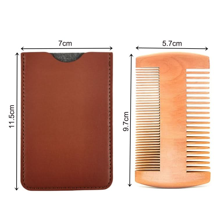 TW-BC90 Beard Wooden Comb Beard Shape Double-Sided Comb With PU Leather Case Reluova