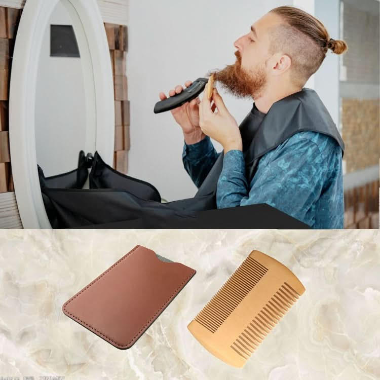 TW-BC90 Beard Wooden Comb Beard Shape Double-Sided Comb With PU Leather Case Reluova