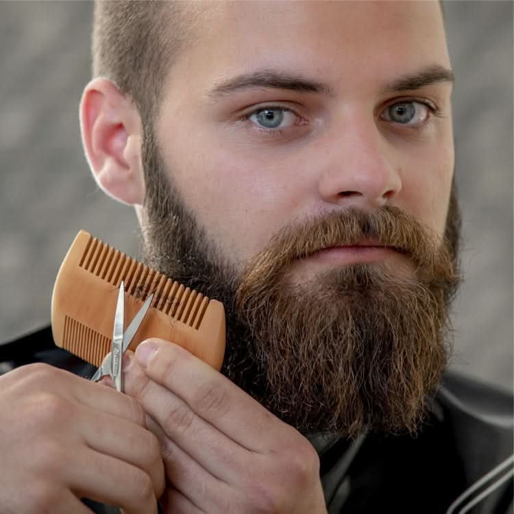 TW-BC90 Beard Wooden Comb Beard Shape Double-Sided Comb With PU Leather Case Reluova