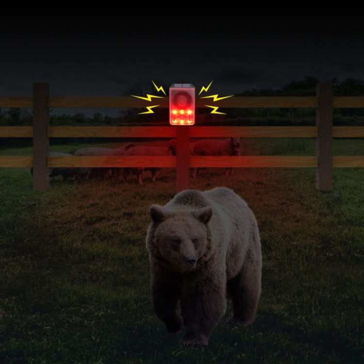 N911N Solar Alarm Infrared Sensor Sound And Light Blast Warning Light Animal Repeller Reluova