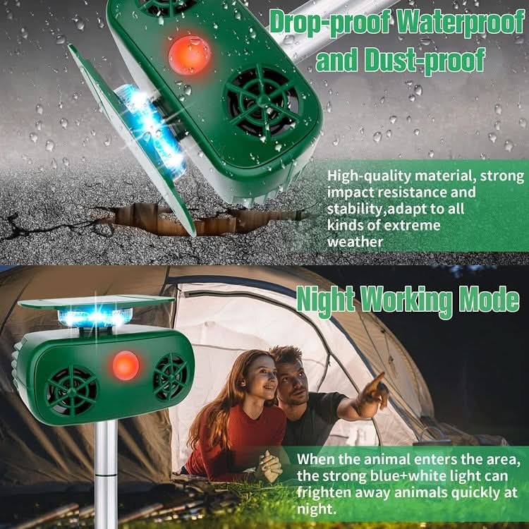 SK628 Solar Powered Animal Repeller 360 Degree Strobe Light Bird Repeller Ultrasonic Rat Repeller My Store