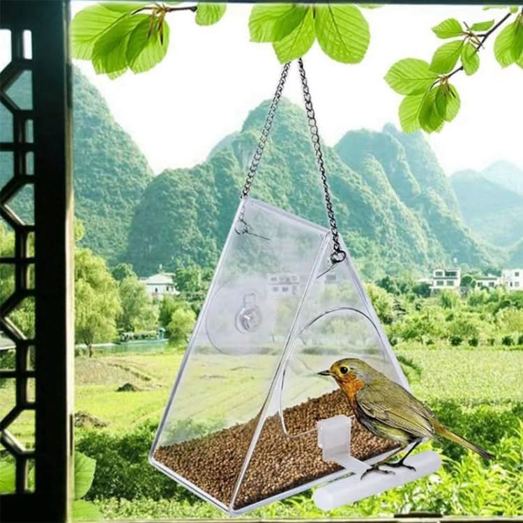 Acrylic Bird Cage Transparent Pet Box Triangle Bird Feeder - Reluova