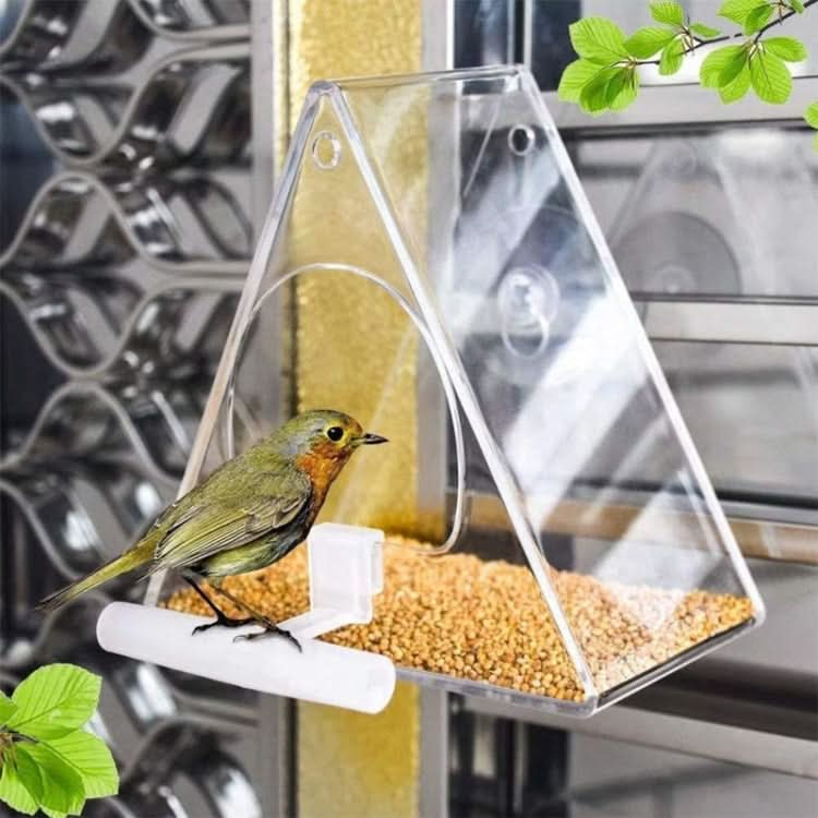 Acrylic Bird Cage Transparent Pet Box Triangle Bird Feeder - Reluova