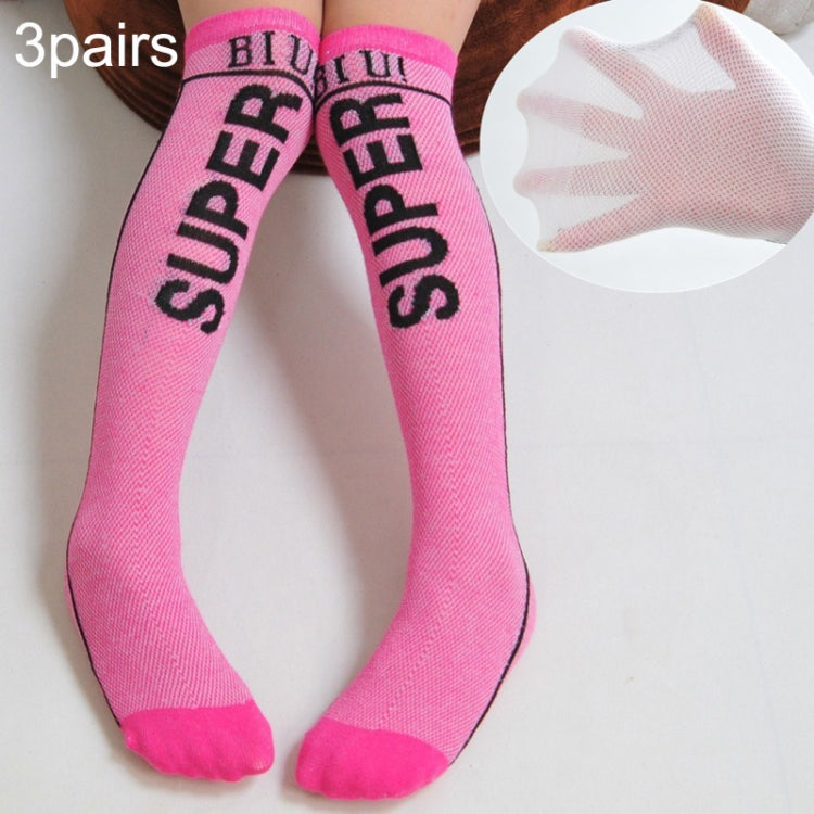 3pairs Spring And Autumn Student Children Skin-Friendly Alphabet Mesh Long Cotton Socks