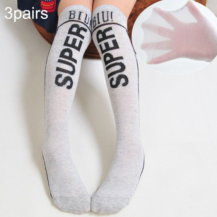 3pairs Spring And Autumn Student Children Skin-Friendly Alphabet Mesh Long Cotton Socks