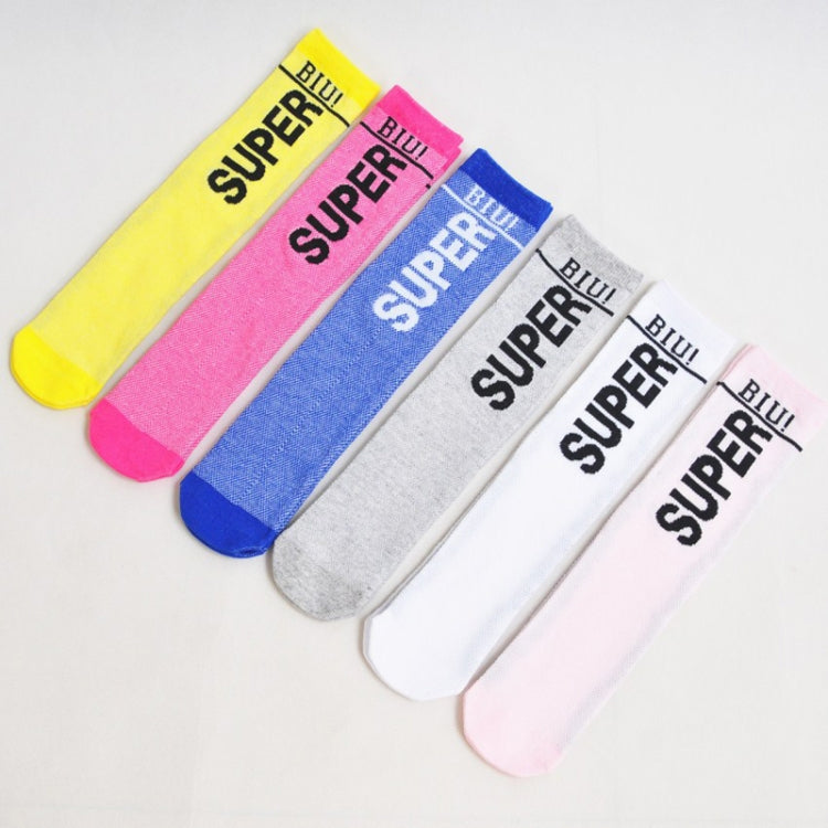 3pairs Spring And Autumn Student Children Skin-Friendly Alphabet Mesh Long Cotton Socks-Reluova