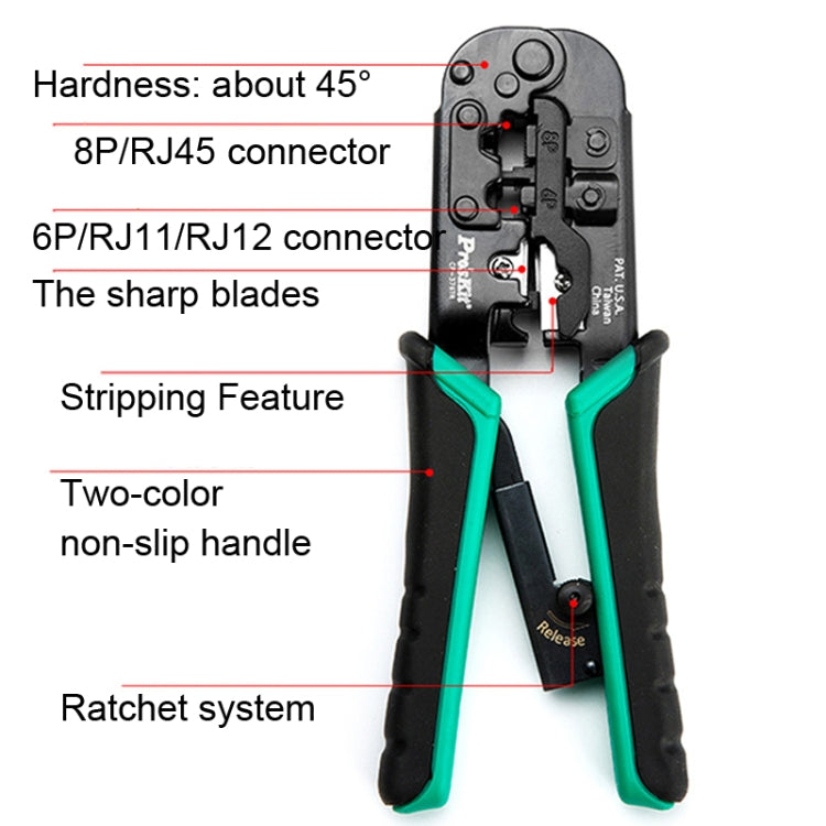 ProsKit CP-376TR 4P/6P/8P Three-Use Network Crimping Pliers My Store