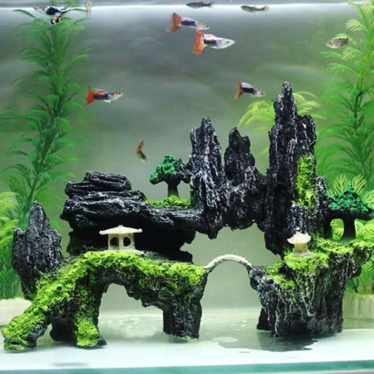 Stone Fish Tank Landscape Simulation Resin Aquarium Decorative Ornament, Style: - Reluova