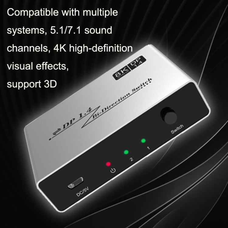 8K 60HZ 1.4V 2 In 1 Out DP Bidirectional Switcher My Store