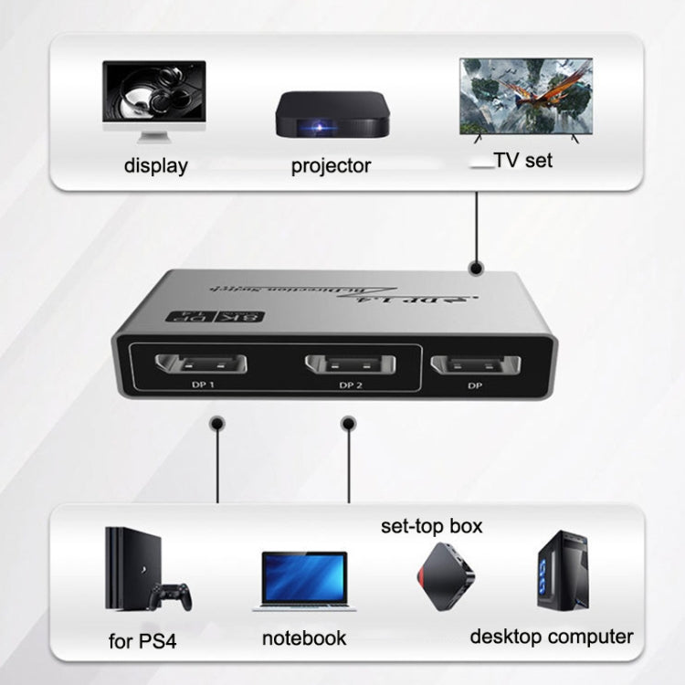 8K 60HZ 1.4V 2 In 1 Out DP Bidirectional Switcher