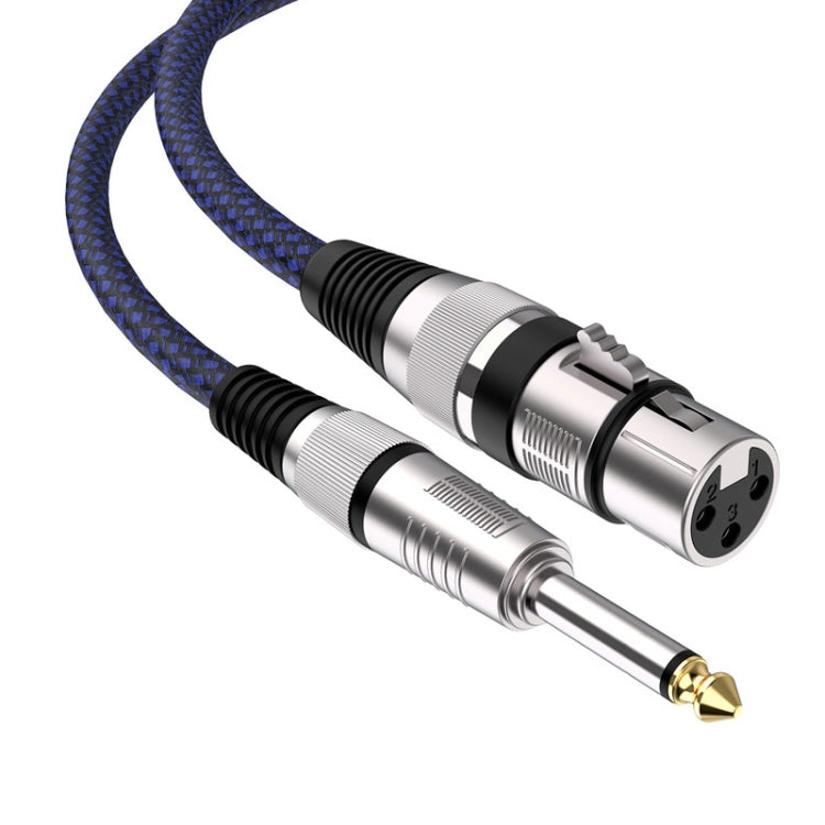 Blue and Black Net TRS 6.35mm Male To Caron Female Microphone XLR Balance Cable