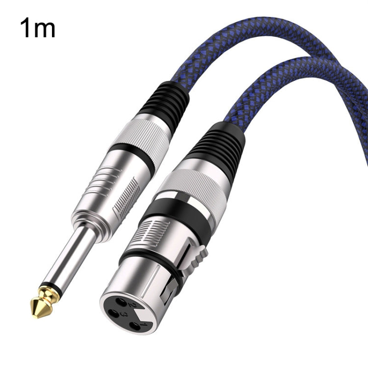 Blue and Black Net TRS 6.35mm Male To Caron Female Microphone XLR Balance Cable Reluova