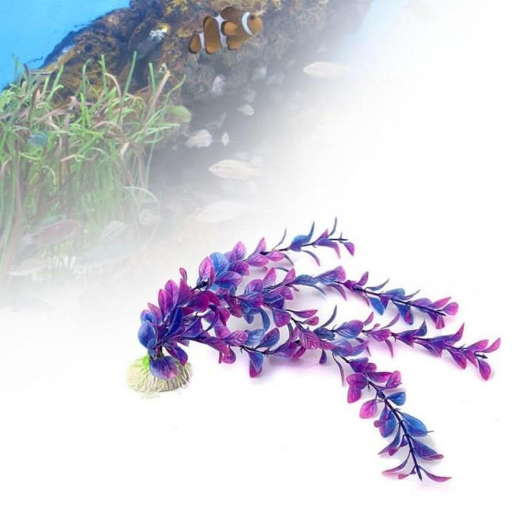 25cm Fish Tank Simulation Water Plants Aquarium Fish Tank Decoration Plastic Water Plants(Purple)-Reluova