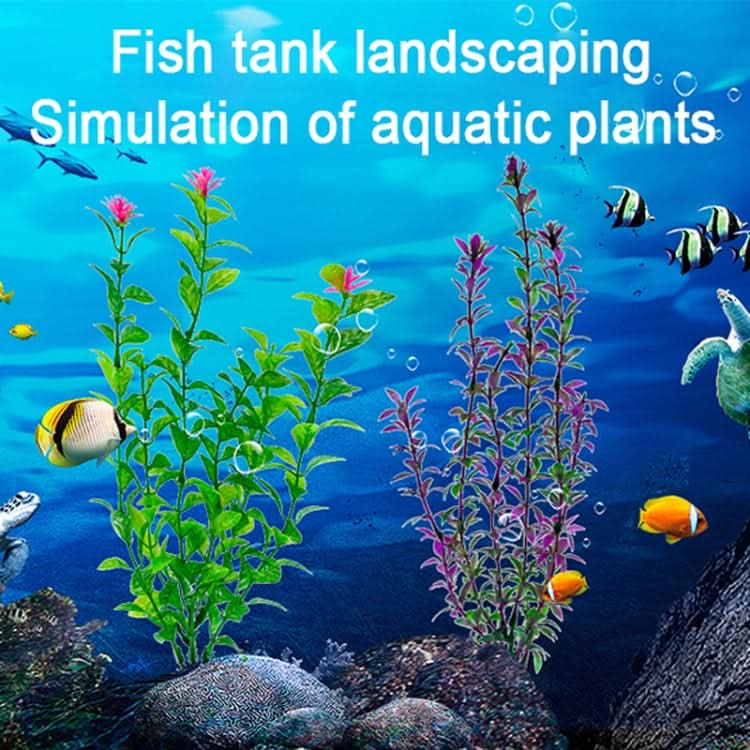 25cm Fish Tank Simulation Water Plants Aquarium Fish Tank Decoration Plastic Water Plants(Purple)-Reluova