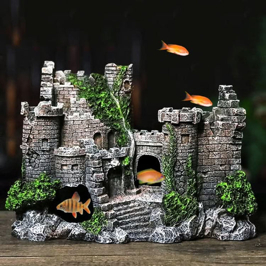 Fish Tank Ancient Castle Resin Decoration Aquarium Cavern Building Decoration - Reluova