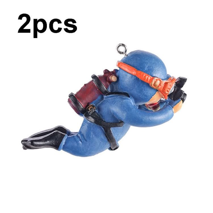 2pcs Fish Tank Diver Aquarium Ornaments Aquascape Decorations(With Camera Blue)-Reluova