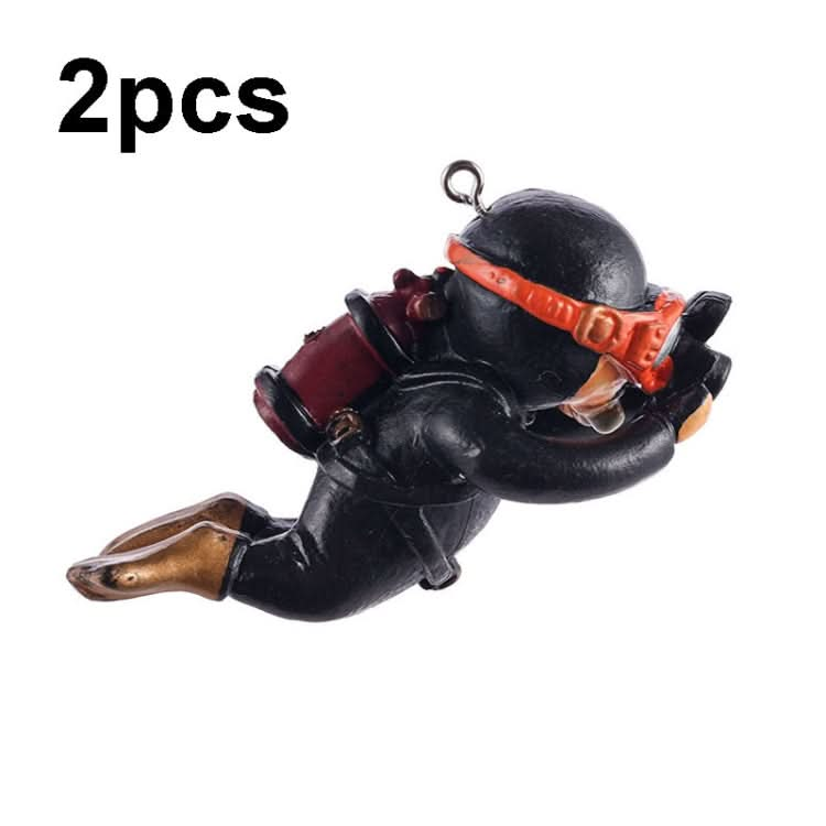 2pcs Fish Tank Diver Aquarium Ornaments Aquascape Decorations(With Camera Black)-Reluova