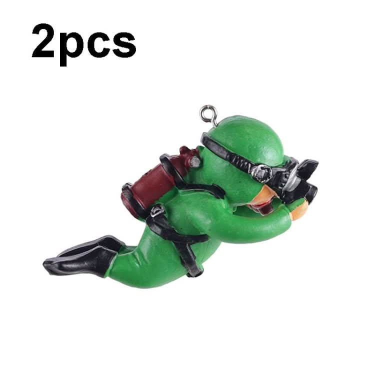 2pcs Fish Tank Diver Aquarium Ornaments Aquascape Decorations(With Camera Green)-Reluova