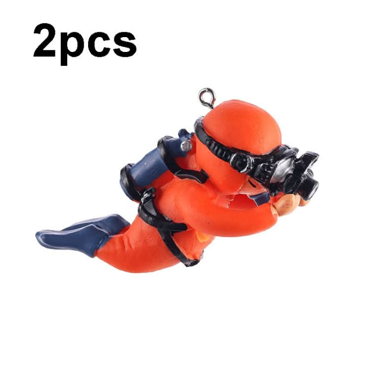 2pcs Fish Tank Diver Aquarium Ornaments Aquascape Decorations(With Camera Orange)-Reluova