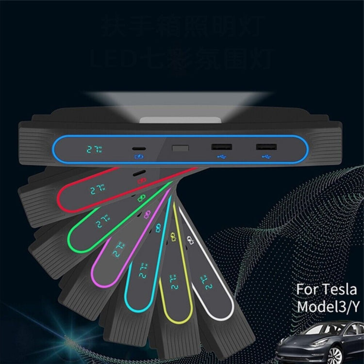 For Tesla Model 3/Y Car USB Hub Docking Station With Digital Display Ambient Light ÎҵÄÉ̵ê