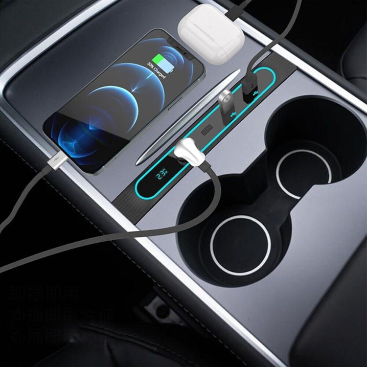 For Tesla Model 3/Y Car USB Hub Docking Station With Digital Display Ambient Light ÎҵÄÉ̵ê