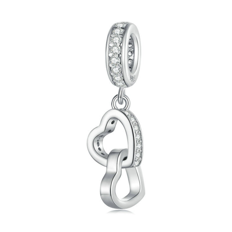 Sterling Silver S925 Interlocking Love Platinum Zircon Heart Shape Pendant My Store