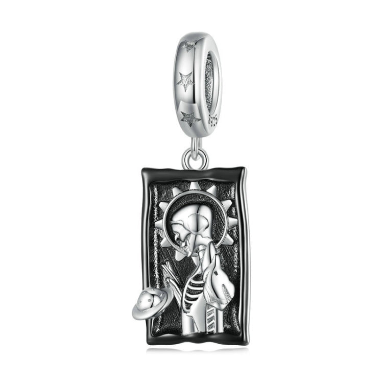 Sterling Silver S925 Tarot Card Pendant Bracelet Black Gold Plated Retro Pendant