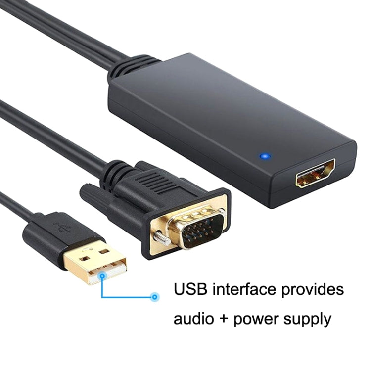 HD55Y VGA To HDMI Adapter Cable VGA+USB To HD 1080P Converter With Power Supply My Store