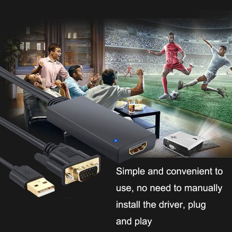 HD55Y VGA To HDMI Adapter Cable VGA+USB To HD 1080P Converter With Power Supply My Store