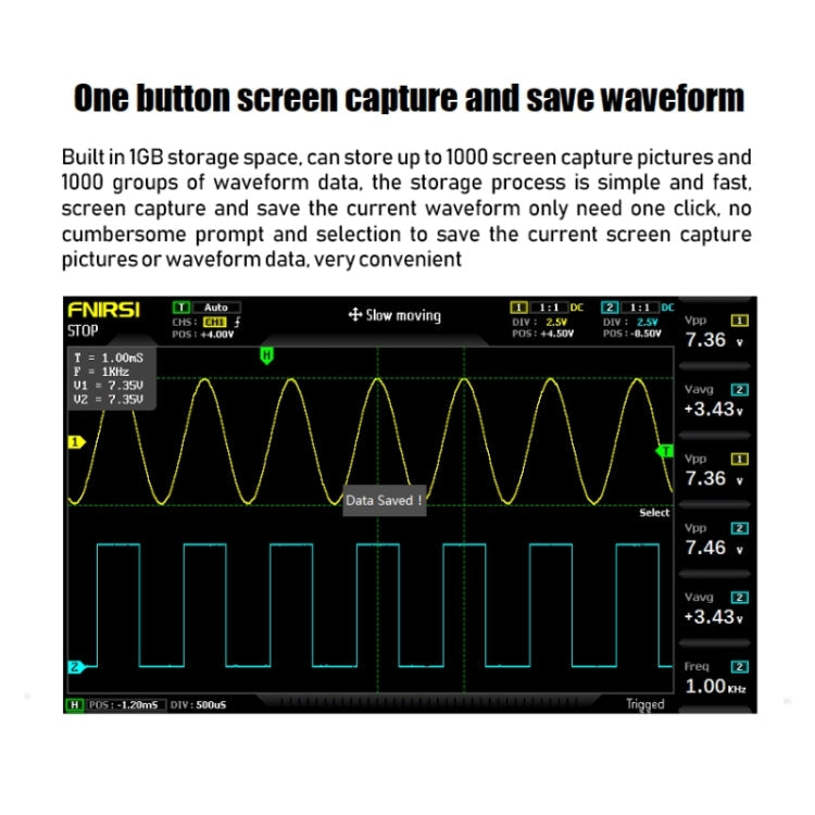 FNIRSI 2 in 1 Dual-channel 100M Bandwidth Digital Oscilloscope 1GS Sampling Signal Generator, US Plug