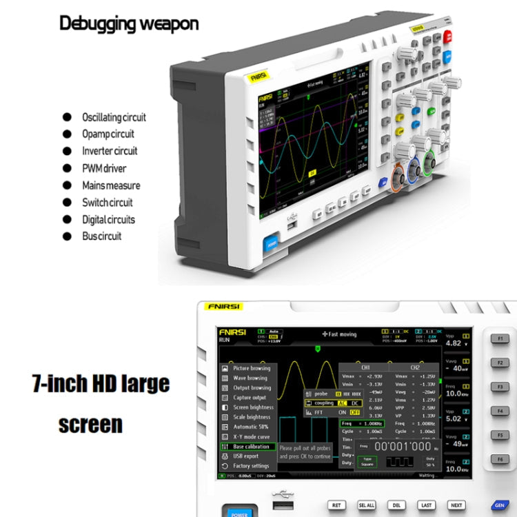 FNIRSI 2 in 1 Dual-channel 100M Bandwidth Digital Oscilloscope 1GS Sampling Signal Generator, US Plug