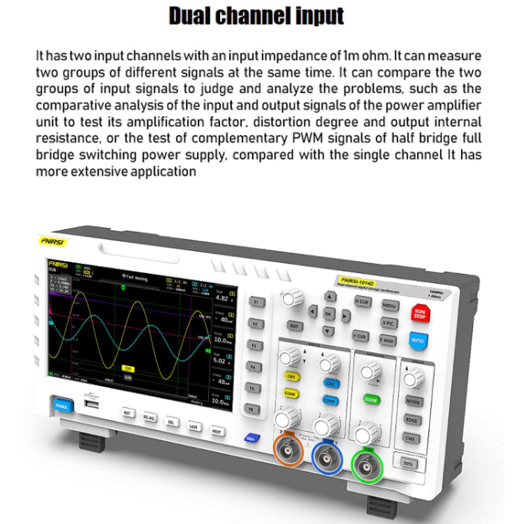 FNIRSI 2 in 1 Dual-channel 100M Bandwidth Digital Oscilloscope 1GS Sampling Signal Generator, US Plug