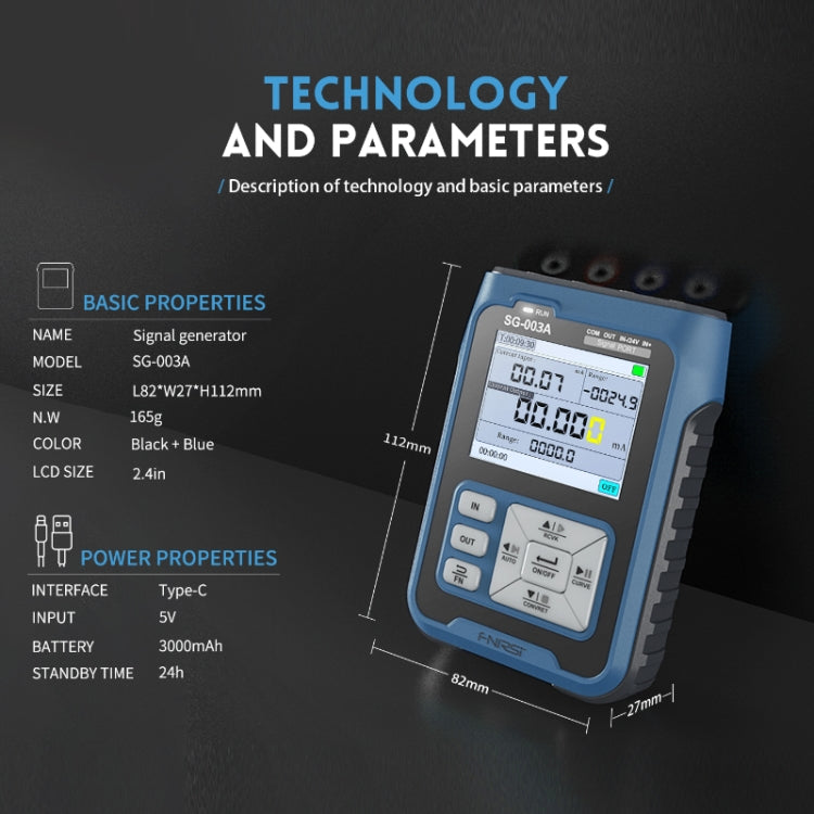 FNIRSI SG-003 Multifunctional PWM Signal Generator 4-20ma Voltage Current Calibrator, EU Plug