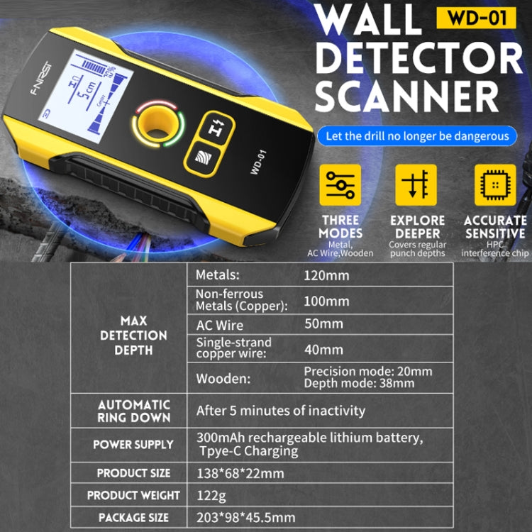 FNIRSI WD-01 Multifunctional Load-Bearing Wall Wire Metal Detector Dark Line Scanner Reluova