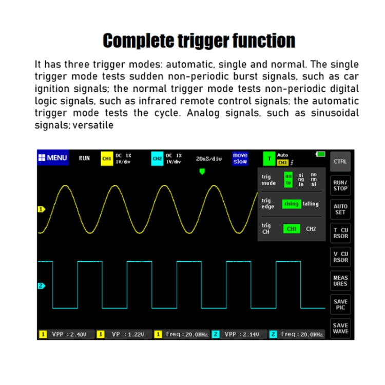 FNIRSI 1013D 1GS Sampling Dual Channel 100M Bandwidth Digital Oscilloscope, US Plug