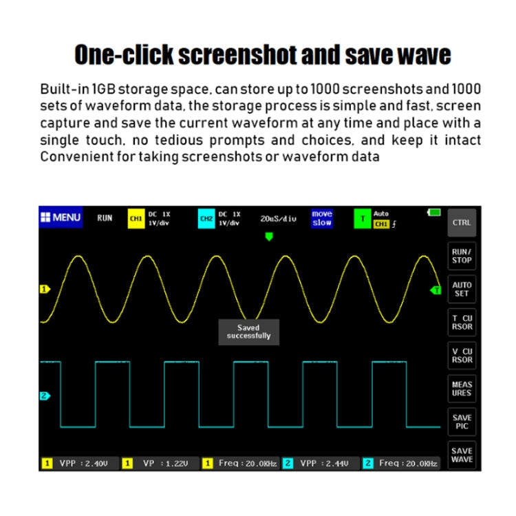 FNIRSI 1013D 1GS Sampling Dual Channel 100M Bandwidth Digital Oscilloscope, US Plug