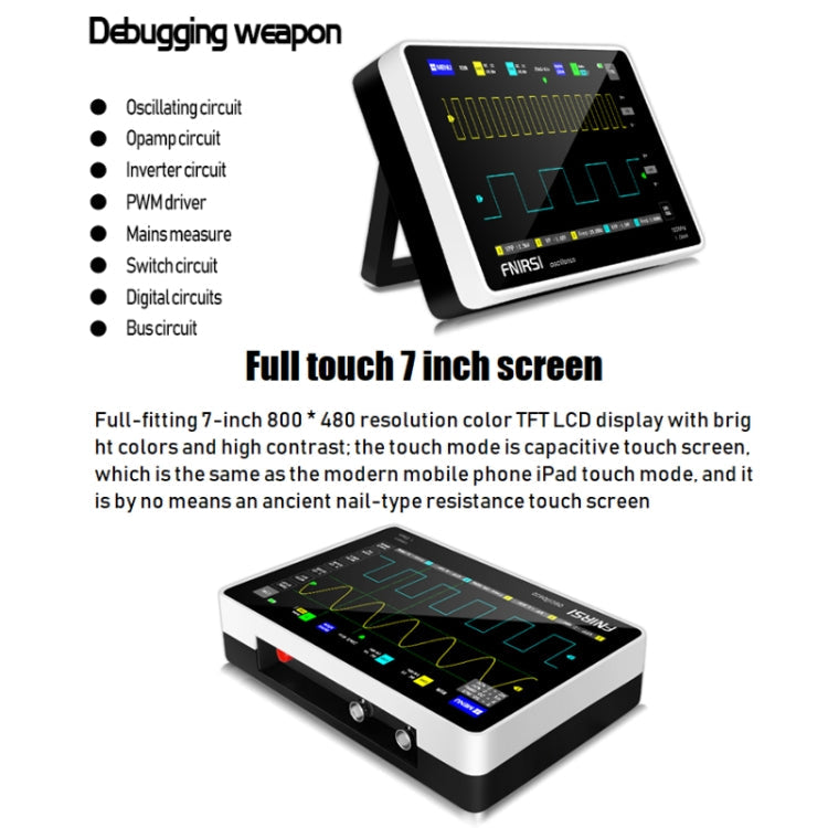 FNIRSI 1013D 1GS Sampling Dual Channel 100M Bandwidth Digital Oscilloscope, US Plug