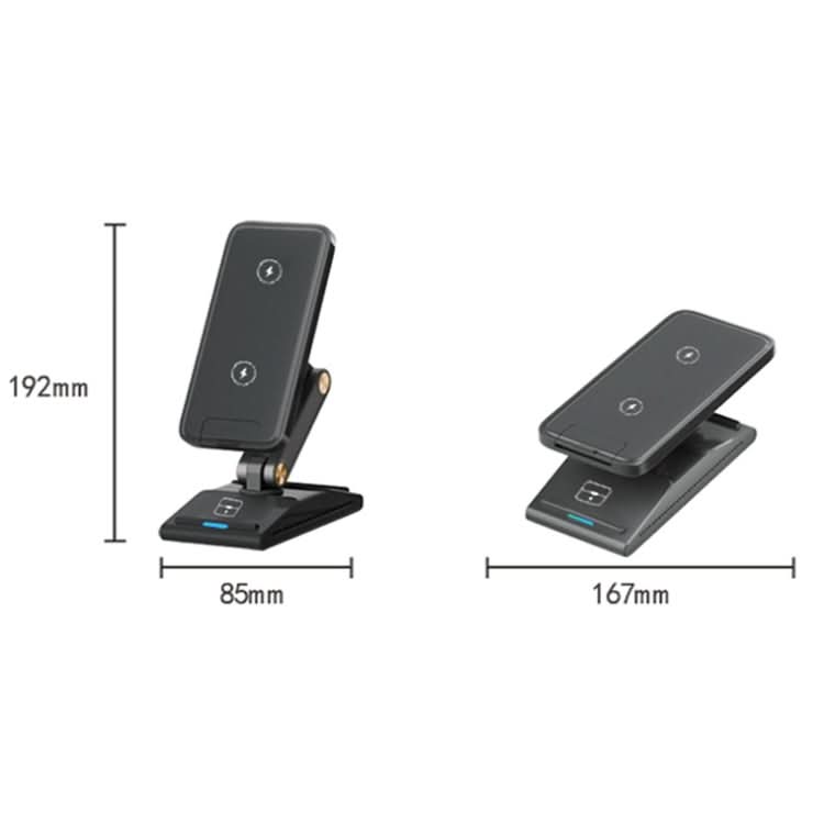 3-In-1 15W Portable Folding Desktop Stand Mobile Phone Wireless Charger