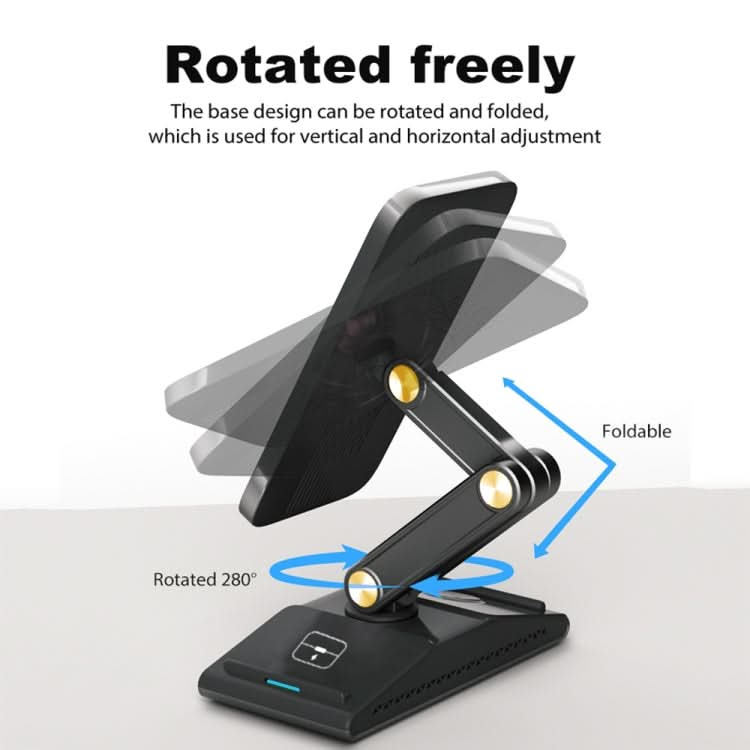 3-In-1 15W Portable Folding Desktop Stand Mobile Phone Wireless Charger